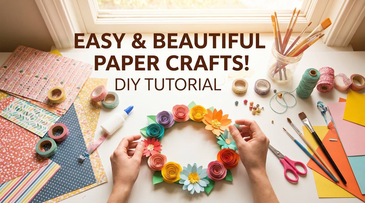 红桃视频手工DIY视频教程-纸艺花环制作